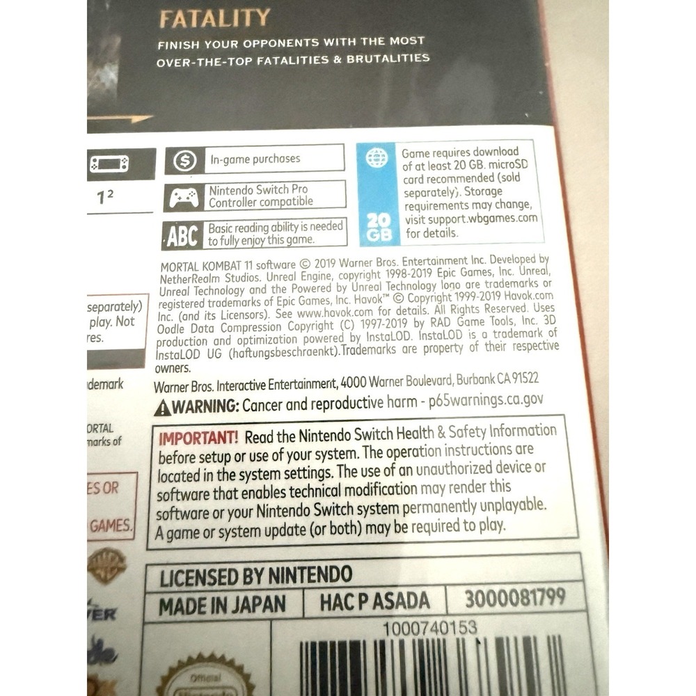 Mortal Kombat 11 Nintendo Switch Brand New Sealed Fighting Game MK11 2019 WB - Picture 8 of 10